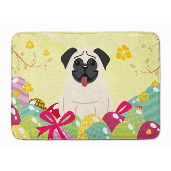 Carolines Treasures Easter Eggs Pug Cream Machine Washable Memory Foam Mat BB6004RUG - main
